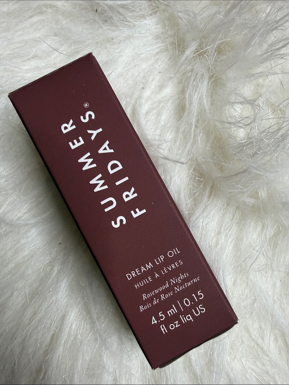 Summer Fridays Dream Lip Oil — Rosewood Nights (burgundy, white)